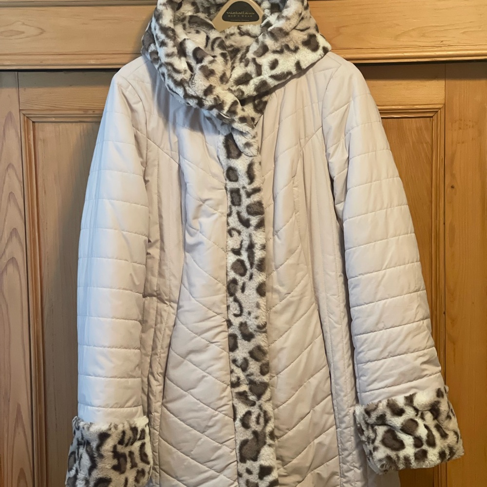 Dennis Basso Faux Fur Reversible Hooded Coat
